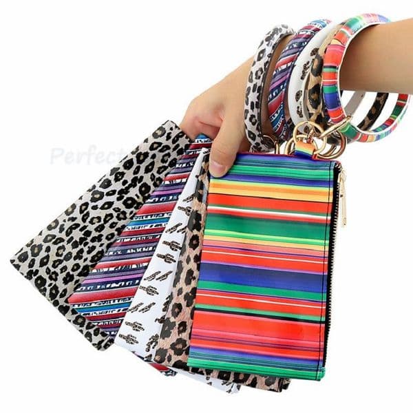 Coin purse anti loss bracelet keychain European American fashion PU tassel leather card bag wrist keyring mobile phone bag P194