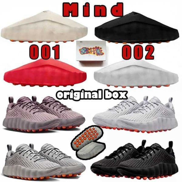 sandals mind 001 002 slides Sports Mens Pregame Mules Pre-match Daily Outfit Triple Black Tech Comfortable Bone Solar Red Chrome Light Smoke Grey AAA