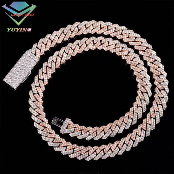 Yu Ying Moissanite Necklace Pass Diamond Tester Hip Hop 925 Silver 2Row 12MM Moissanite Cuban Link Chain With GRA Certificate