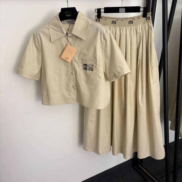 dresses women's Designer dresses for woman luxurious Casual Dresses Two Piece dresses Spring and Summer Collection - Letter Print V-Neck Short-Sleeved Shirt + Skirt Set