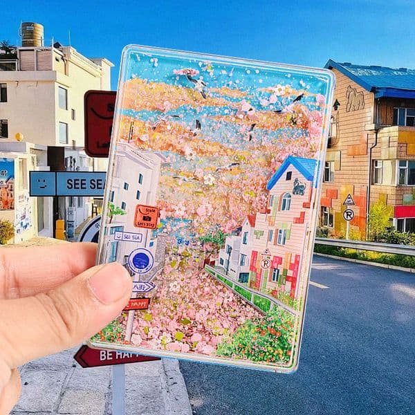 Bestseller Shandong Weihai Tourist Souvenir Torch Eight Street Acrylic Liquid Sand Refrigerator Magnet Cultural and Creative Gift Magnetic Craft ddmytues