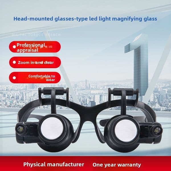 Eight sets of magnifying headlamps with 16 lenses, LED high-power magnifiers for jewelry, gemstones, clocks, and eyeglass repairs