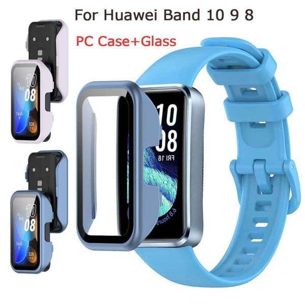 Bumper Glass Smart Watch PC Case Screen Protector Cover Frame for Huawei Band 8 9 10 Shell Accessories