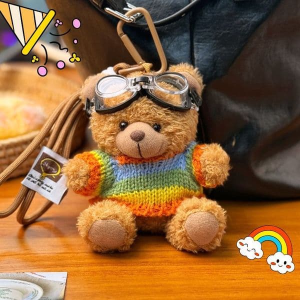 Cute Teddy Bear Plush Keychain Mini Stuffed Animal Bag Charm