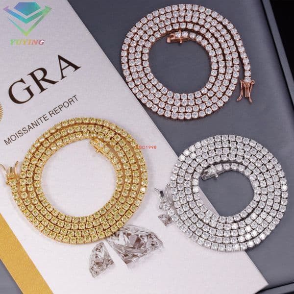 Lowest Price in Stock 925 Silver VVS Mossanite 2mm--65mm VVS Diamond Women/mans Necklace/Bracelet Tennis Chain