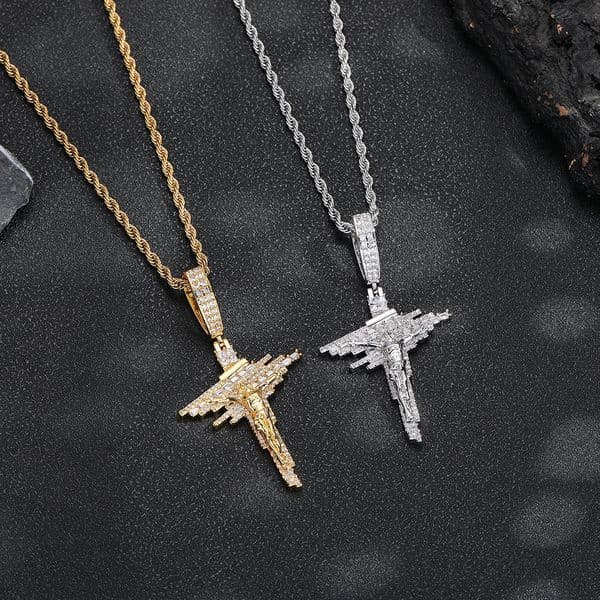 Gold Plated Jesus Cross Pendant With Zircon Inlay A Unique Trendy Necklace Designed Specifically For Hip Hop Enthusiasts