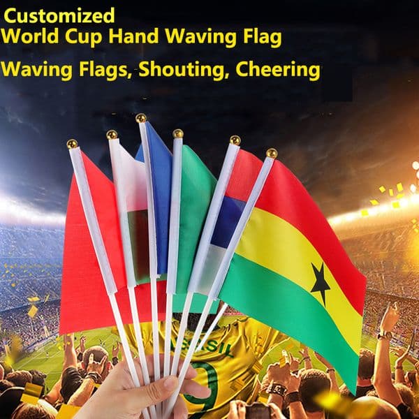 50Pcs/Set Customized World Cup Hand Waving Flag Mini Handheld National Flags Custom Hand Flag With Flagpole For Country Various Holiday Parties National Day