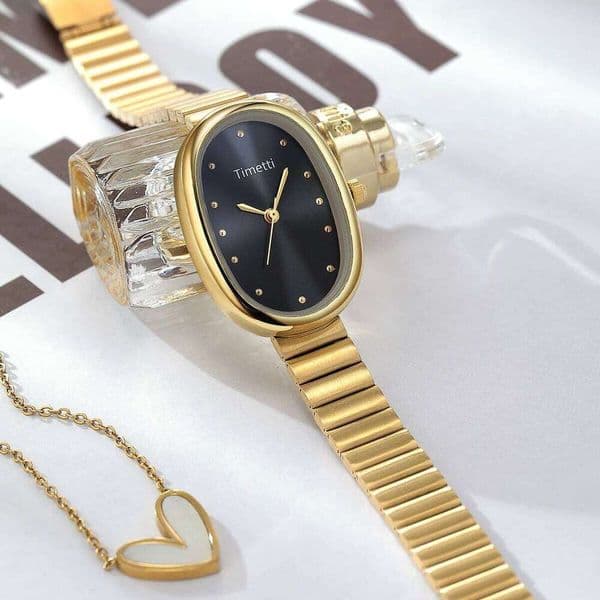 Women's Light Luxury Design Simple and Fashionable Oval Surface Quartz Movement Watch Suitable for Daily Wear