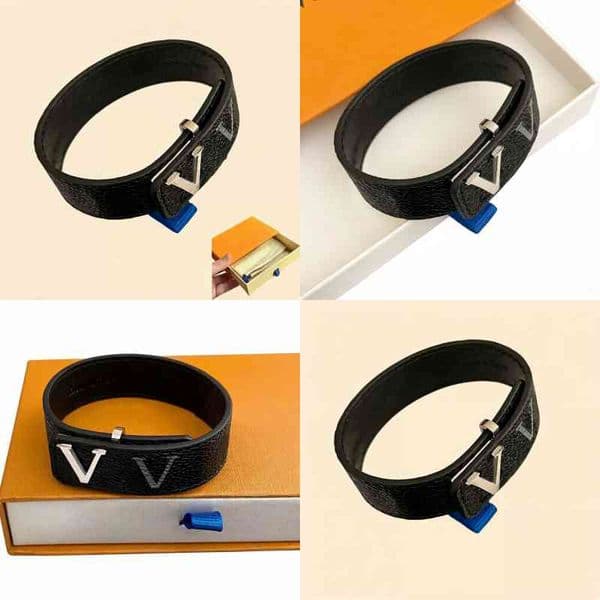 Original Leather BlackWith Brand Box Men Birthday Gifts Bangle Designer Hand Jewelry Christmas Fashion Style Gift Bracelet 021 zh749