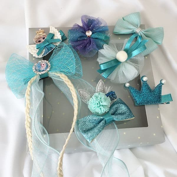 Bow Long Braid Ribbon Clip Headpiece Frozen Elsa Princess Hair Accessory Gift Set ddmyshoesvip