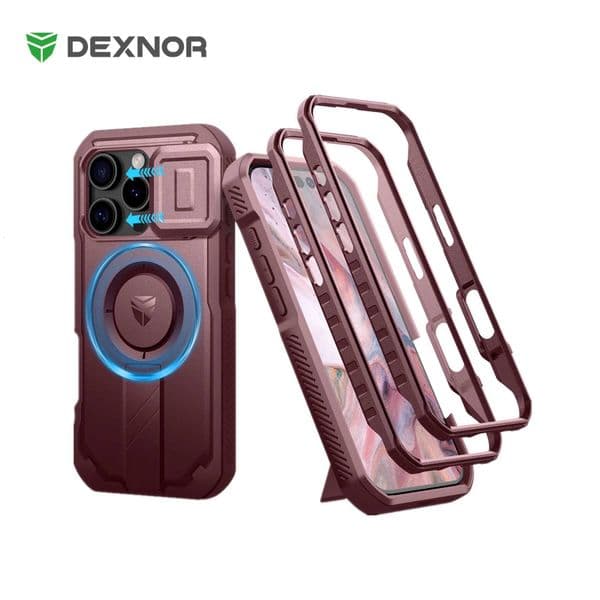 For iPhone 16 Pro Case MagSafe Rugged Armor Shockproof with Sliding Camera Cover Built-in Screen Protector holder