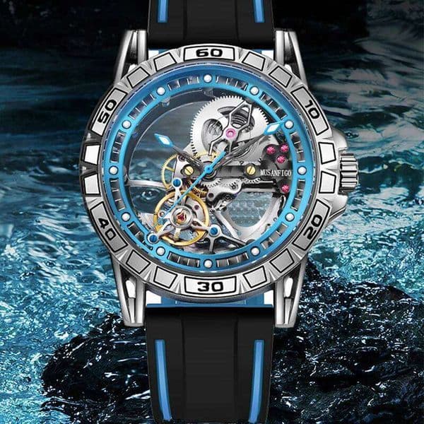 MUSANFIGO hollowed out fully automatic with mechanical movement, men's night light waterproof trendy watch