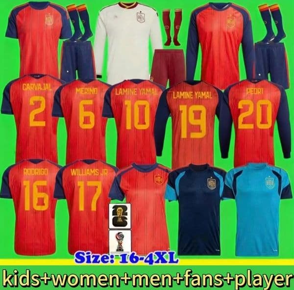 2026 World Cup Kit Spain Jersey Kids LAMINE YAMAL Soccer Jerseys PEDRI Carvajal Football Shirts WILLIAMS J