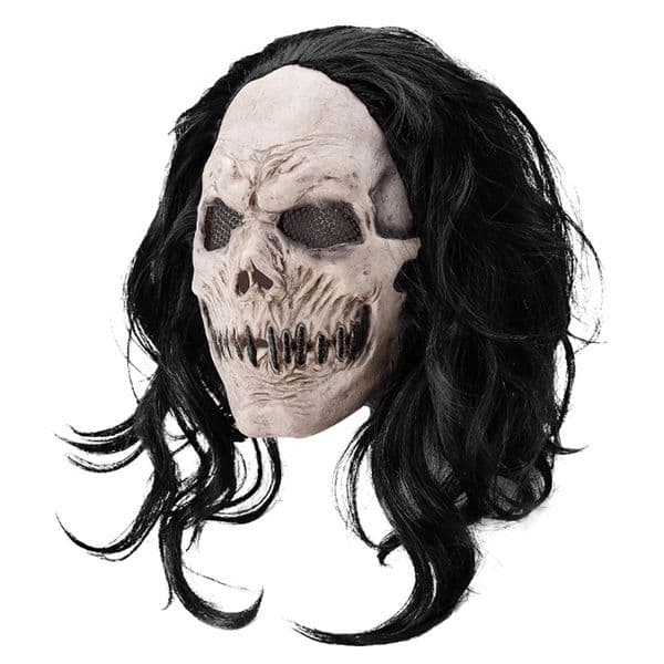Halloween Horror Skull Demon Latex With Wig Cosplay Party Creepy Female Ghost Mask Haunted House Prank Prop Head Cover