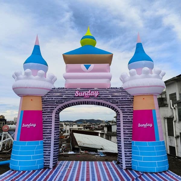 Inflatable Castle Arch, Beautiful Colorful Entrance Decoration for Welcoming Guests