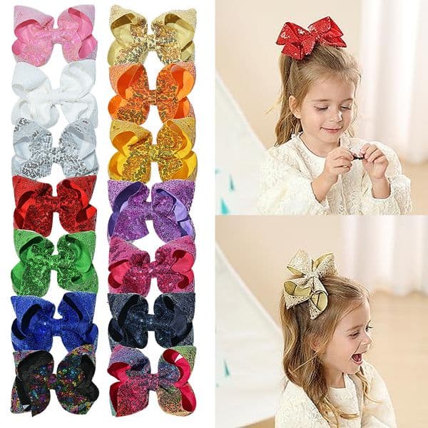 6inch Amazon Sequin Bow Clip European and American Cute Girl Festival Stage Hair Accessory Bubble ddmyshoesvip ddmyshoesvip ddmyshoesvip