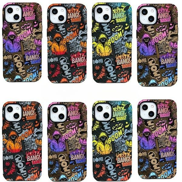 Toughened Shell Cellphone Protector Featuring Street-Art-Inspired Patterns for iPhone 17 16 Pro Max