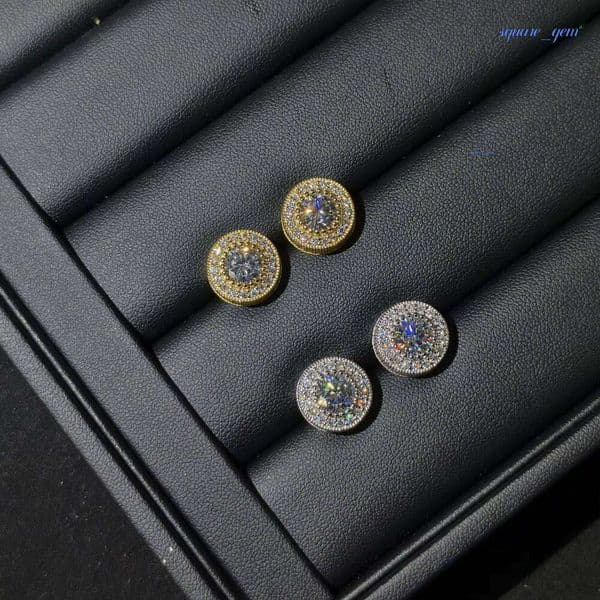 USA 12Mm 925 Sterling Silver Moissanite Earrings Men