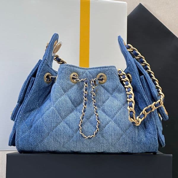 New Handbag Denim Designer Women Shoulder With Metal Chain Quilted Wallet Mini Shopping Bags Handbags Luxury Canvas Tote Fashion Purses 25 Bag