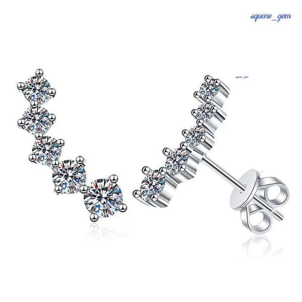 S925 Sterling Silver Moissanite Diamond Smile Arc Earrings