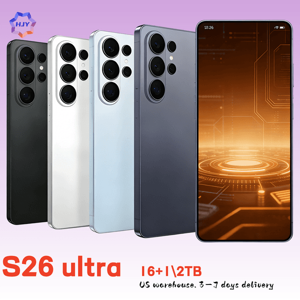 Designer S25 S26 Ultra iAndroid Smartphone Camera Face Unlocked LTE 16GB+1TB HD GPS Mobile Phone Ring Packaging box bag