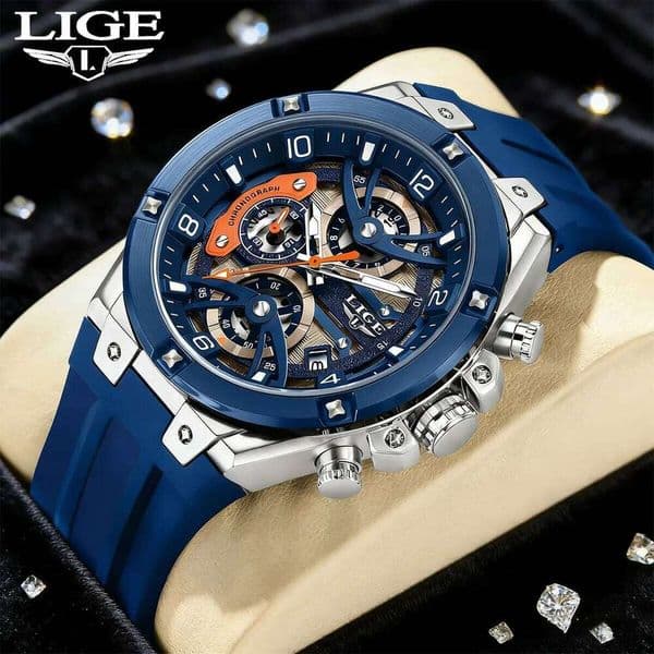 LIGE Casual Men's Luxury Watch Waterproof Luminous Chronograph Date Wristwatch High Quality Military Quartz Watches For Man
