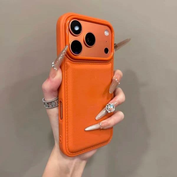 Luxury Original Orange Lychee Texture Phone Case for IPhone 17 Pro Max 12 13 14 15 16 PRO Plus 17Air Color Soft Silicone Cover