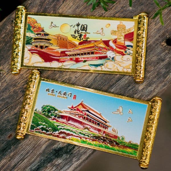 Bestseller metal scroll fridge magnet AR Beijing city scenic spots cultural and creative attractions national trend ethnic style exquisite gift ddmytues