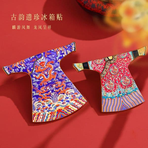 Bestseller AR Ancient Treasures Refrigerator Magnets: Gold Dragon Pattern, Python Robe, Metallic Enamel Imitation, Popular on Xiaohongshu, Chinese Trend ddmytues