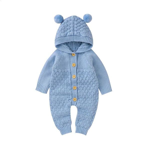 w1354 Autumn Baby Girls Knitted Hooded Clothes Cotton Spring Infant Kids 3D Ear Romper Long Sleeve Bodysuits Sunsuits Outfits 0-24M