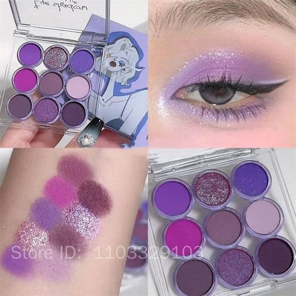 Bestseller 9Colors Glitter Eyeshadow Smoke Purple Lace Shimmer Pearlescent Matte Acrylic Shadows Palette Waterproof Eye Make Up Ddmyhappy