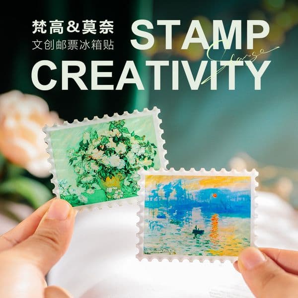 Bestseller 's acrylic fridge magnet set featuring Van Gogh, Monet, Water Lilies, Sunrise Impression, suitable for gifting, soft magnetic stickers ddmytues