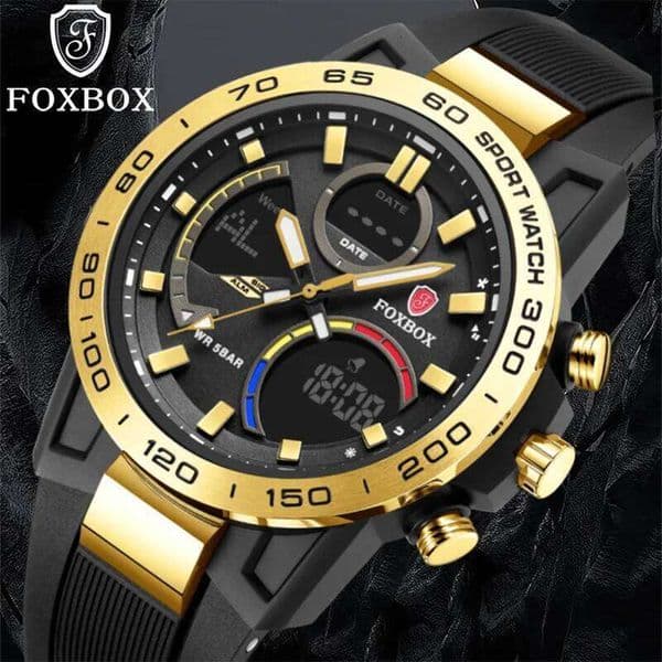 FOXBOX Military Fashion Diver Business Watch Men Top Brand Luxury Sport Waterproof Chronograph Relogio Masculino+BOX