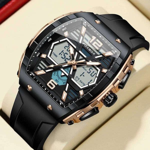 LIGE Mens Fashion Business Military Sport Quartz Watches Waterproof LED Luminous Dual Display Man Watch Relogio Masculino