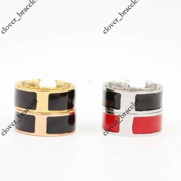 8mm Designer Stainless steel Band Rings Classic Jewelry Women and Men Enamel Ring Lovers Gift With Dust bag