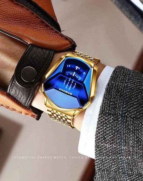 BINBOND 01 Men's Domineering Black Motorcycle Concept Trendy Large Plate Technology Style Watch with Box
