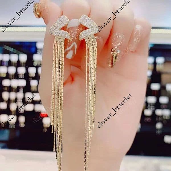 Designer Earrings Boho Classic Earring Tassel Cubic Zirconia Plated Moissanite Sterling Geometric Screw Back Women Girls VVS