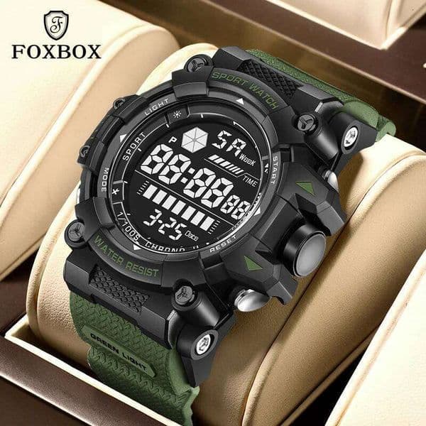 LIGE New Fashion Luxury Watches Men Gifts FOXBOX Sport Quartz Mens Watch Military Waterproof Luminous Digital Wristwatches Reloj