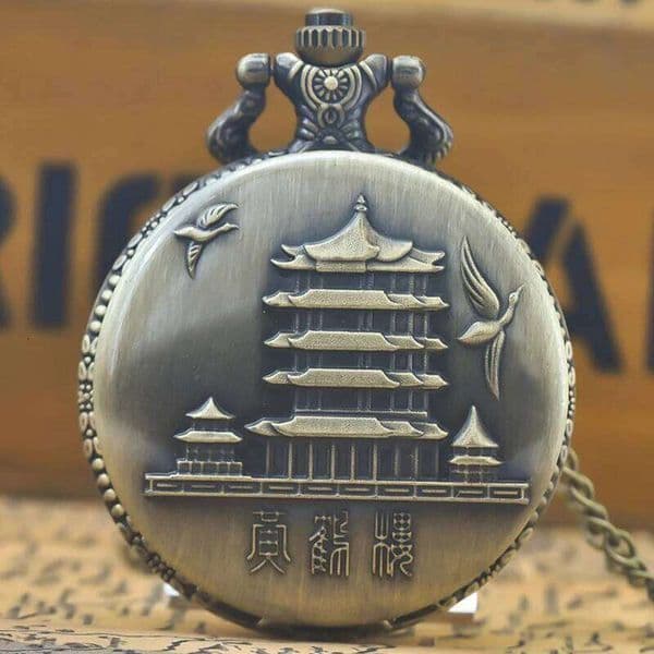 Vintage Bronze Steampunk Features Attractions Carved Quartz Pocket Watch Necklace Pendant Clock Men Women Chain Gift