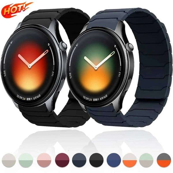 22mm 20mm Magnetic Silicone Band Xiaomi 5/S4 3 2/Color 2 Adjustable Wristband for OPPO S/X2/Oneplus Watch 3/3/2R
