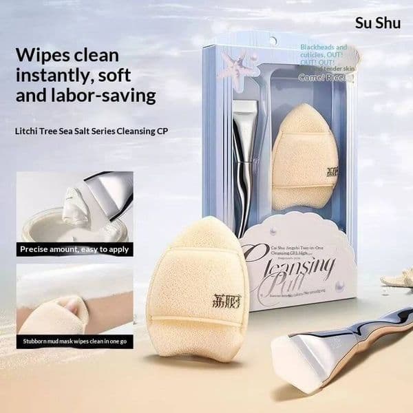 Bestseller LISHU Silicone Brush Applicator + Facial Cleansing Puff Sponge Reusable Face Washing Tools For Applying Clay Mask Ddmyhappy