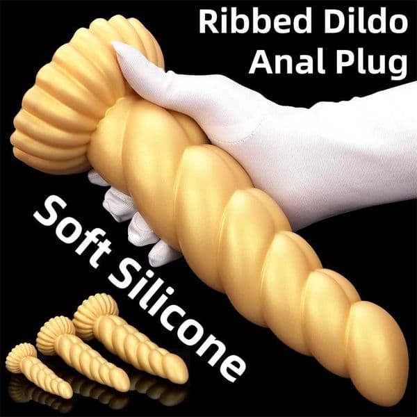 Soft Silicone Ribbed Dildo Anal Plug Anal Sex Toy for Women Beginner Anal Training Tool Female Male Masturbator Prostate Massage