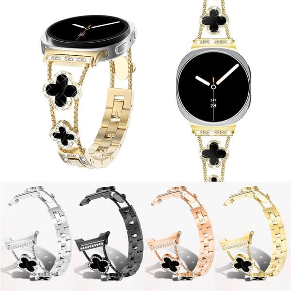 SAM Smart Watch 8 Four Leaf Metal Straps Wristband Sports Band Suitable for Samsung Galaxy Watch8 40/44mm Classic Watch8 Ultra Strap Bands