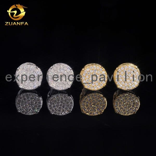 Wholesale 925 Sterling Silver Fine Jewelry Hiphop Stud Luxury Women Men Gold Plated Iced Out VVS Moissanite Screw Back Earrings