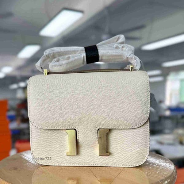 10a Top quality constances bag designer bag shoulder bag bags for women luxury 10a epsom calfskin crossbody handmade wax thread 19cm sliver gold buckle women bag QSNZ