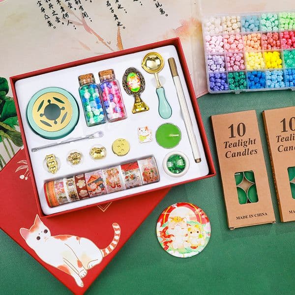 Bestseller Court Cat Melting Furnace Mold Release Pad Seal Stamp Candle Wax Pellets Full Set DIY Educational ddmytues