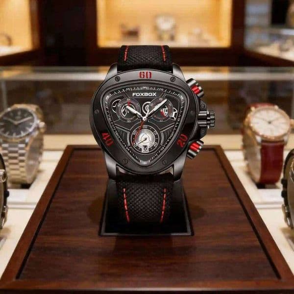 FOXBOX Original Luxury Male Waterproof Luminous Date Week Sports Men's Watches Classic Business Quartz Leather Men Watch