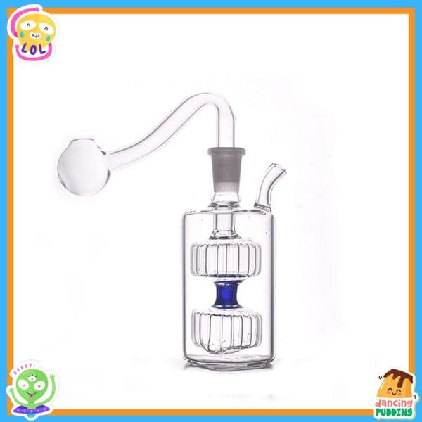 Wholesale Travel colorful Square mini glass oil burner bong pipe Water Bong Hookahs Bubbler Water Pipe with silicone hose straw and smoking oil banger bowl