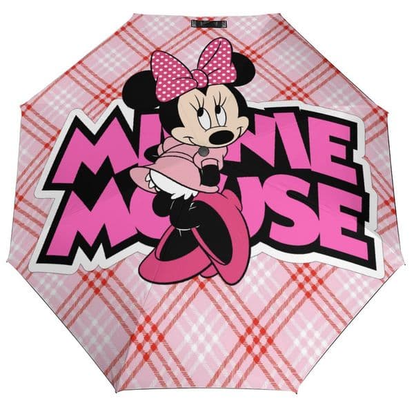 Minnie Mouse Umbrella Disney Cartoon 3 Fold Auto Suitable Both Sunny Rainy Days Decoration Gifts Decor Rain Gear Sun Umbrella