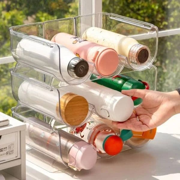 Stackable Cup Suitable for Cabinets Water Bottle Holder Kitchen Storage Organization and Plastic Refrigerator